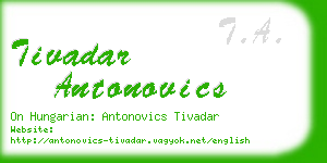 tivadar antonovics business card